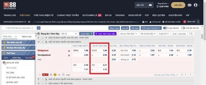 Cách loại Kèo Tài Xỉu phổ biến được ưa chuộng