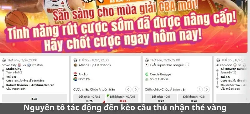 Nguyên tố tác động đến kèo cầu thủ nhận thẻ vàng